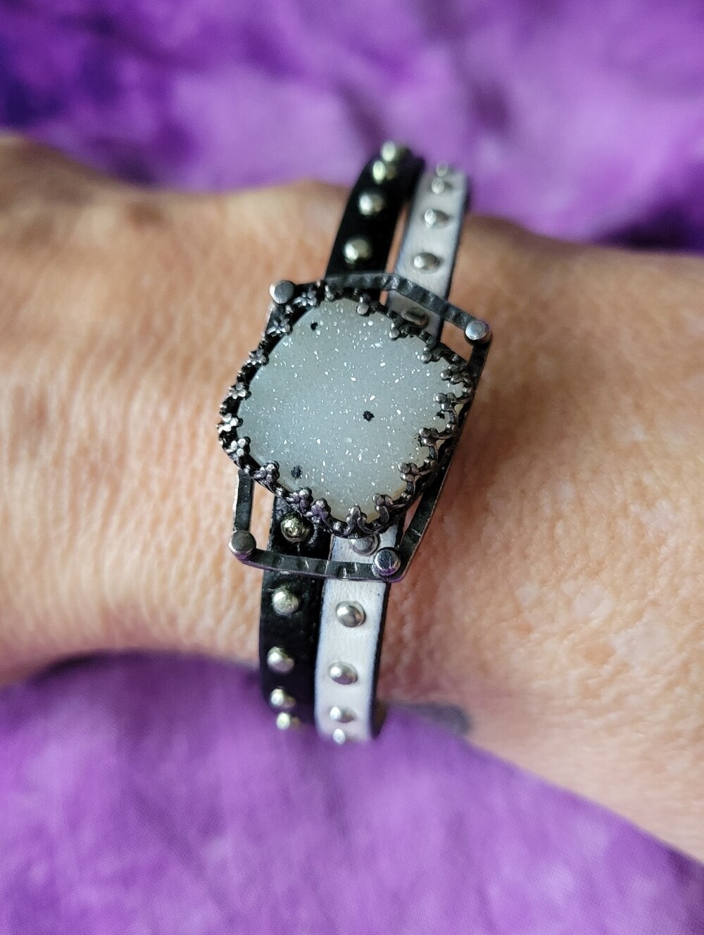 Beautiful Large Druzy Stone Handcrafted Bracelet.